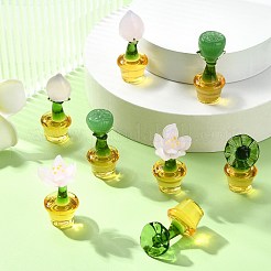 8шт 4 стиля стеклянные фигурки растений в горшках&nbsp;DJEW-CJ0001-11