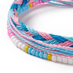 3шт 3 стильных пластиковых плетеных браслета из бисера&nbsp;BJEW-B065-08B