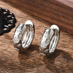 Серьги-кольца со звездами из прозрачного кубического циркония&nbsp;EJEW-C022-06P-01