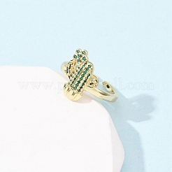 Регулируемые латунные кольца-манжеты с микропаве из кубического циркония для женщин&nbsp;RJEW-B138-02G