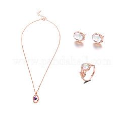 Овальные ожерелья с подвесками из сплава и акрилового имитации лунного камня&nbsp;FS-WG10CC3-01-1