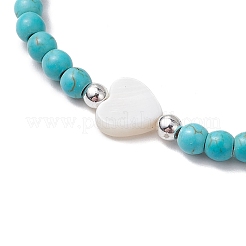 2шт 2-х цветные браслеты из синтетических бирюзовых бусин&nbsp;BJEW-JB11612