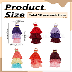 12 шт. 6-х цветные подвесные украшения из поликоттона с кисточками&nbsp;FIND-LP0007-27A