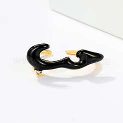 Открытые манжеты из латуни с микропаве из настоящей 18-каратной позолоченной латуни в форме облака с кубическим цирконием&nbsp;KX3532-2