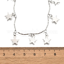 Ожерелья из текстурированной нержавеющей стали 304 с подвесками в виде звезд и кисточками&nbsp;NJEW-R023-02P