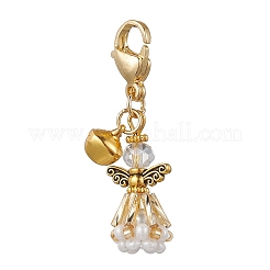 Подвесные украшения из стеклянных бусин и сплава в виде ангела&nbsp;HJEW-MZ00193-06
