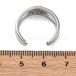 Латунные кольца-манжеты с микропаве и прозрачным цирконием для женщин&nbsp;LS-RJEW-C118-01P