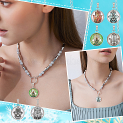 24 шт. 6-х цветные стеклянные подвески с узором в виде руки хамса&nbsp;GLAA-DC0001-01