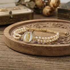 Регулируемые латунные эмалированные браслеты с подвеской в виде святого Бенедикта и Девы Марии&nbsp;FQ5535