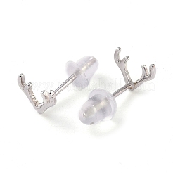 Женские серьги-гвоздики из серебра 999-й пробы с родиевым покрытием в форме оленьего рога&nbsp;LS-EJEW-S215-07P