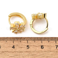 Серьги-кольца из латуни с цветком&nbsp;EJEW-S256-01B-G