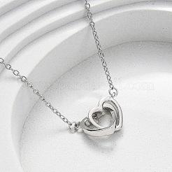 Ожерелья с подвеской в виде переплетенных сердец из латуни с микропаве из прозрачных кубических цирконий для женщин&nbsp;NJEW-M103-01P