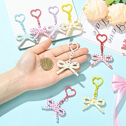 12 шт. 6 стильных акриловых подвесных брелока с бантом и принтом&nbsp;HJEW-YW00318