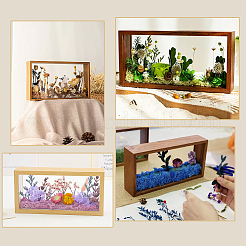 Прямоугольные двухсторонние прозрачные акриловые витрины с деревянными витринами&nbsp;ODIS-WH0038-237C