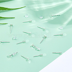 60 шт. 925 круглые плоские серьги-гвоздики из стерлингового серебра&nbsp;STER-DC0001-65