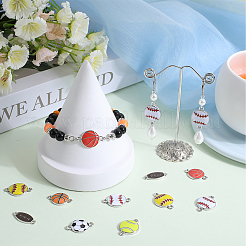 28 шт. 7 стиля подвески-соединители из сплава и эмали в виде спортивного мяча&nbsp;ENAM-SC0005-17