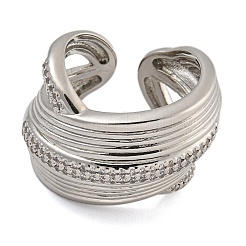 Открытые манжеты из латуни с микро-паве и кубическим цирконием для женщин&nbsp;RJEW-I107-03P