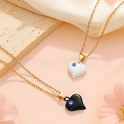 5 шт. 5-цветный сплав сердце с кулоном в виде сглаза для женщин&nbsp;NJEW-HY0001-24