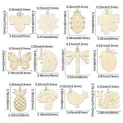60 шт. 12 стиля пустые деревянные большие подвески&nbsp;WOOD-CJ0002-26