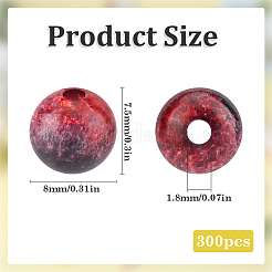 300шт прозрачные акриловые бусины с кракле&nbsp;CACR-SP0001-01C