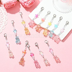 12 шт. 6-х цветный медведь из акрила и АБС-пластика имитация жемчуга подвеска украшения&nbsp;HJEW-YW00128