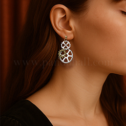 2 пара сережек-гвоздиков с зубчатым колесом из сплава&nbsp;EJEW-HY0001-19A