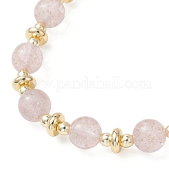 Браслеты из круглых бусин из натурального клубничного кварца для женщин&nbsp;BJEW-JB13123-01