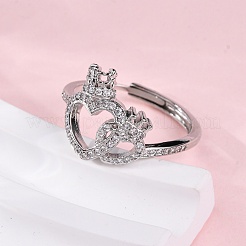 Регулируемые кольца для женщин с микропаве из латуни и кубическими цирконами&nbsp;RJEW-M099-02P