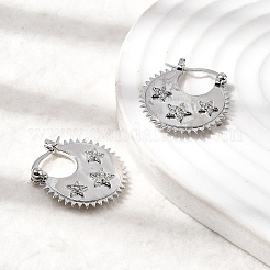 Серьги-кольца из латуни с прозрачным фианитом и прозрачным фианитом&nbsp;EJEW-Z157-01P