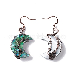 Серьги с подвесками в виде полумесяца из натуральной ракушки пауа&nbsp;EJEW-G307-01R