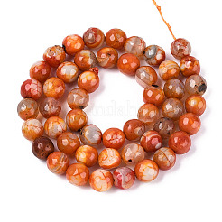 Нити окрашенных и нагретых натуральных агатовых бус с огненным кракелюром&nbsp;G-N359-01A-06