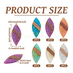 12шт 6 цвета прозрачной смолы и орехового дерева большие подвески&nbsp;WOOD-TA0002-46