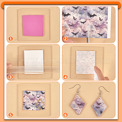 5 шт. 5 стиля Хэллоуин узор летучая мышь керамика глина вода переводная бумага&nbsp;AJEW-UN0002-61