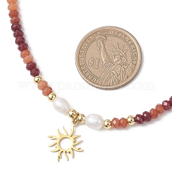 Комплекты браслетов и ожерелий из натурального окрашенного малайзийского нефрита и натурального культивированного пресноводного жемчуга&nbsp;SJEW-JS01373-03