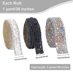 3 ярд 3 стиль пластиковый блестящий хотфикс со смоляными стразами DIY-BC0003-35