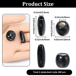 200 шт. 2 стиля крашеных бусин из натурального дерева&nbsp;WOOD-PA0001-29A