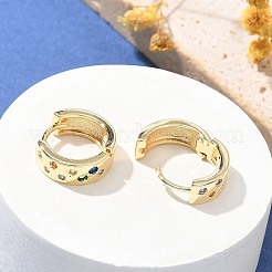 Латунные микро проложить серьги обруча кубического циркония&nbsp;LS-EJEW-H152-01D-G