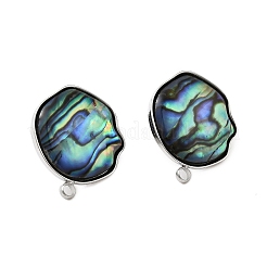 Фурнитура для сережек-гвоздиков из нержавеющей стали 304 с натуральными ракушками пауа&nbsp;STAS-Z125-03P