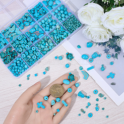 734шт 12 стиля окрашенные синтетические бирюзовые бусины&nbsp;TURQ-BM0001-02