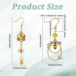 Наборы для изготовления сережек-подвесок из эмали и стеклянных бусин своими руками в виде пчел&nbsp;DIY-SC0030-82