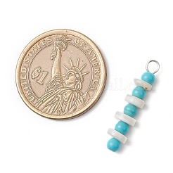 Подвески из синтетической бирюзы круглой формы и натуральных пресноводных ракушек в форме дисков&nbsp;PALLOY-JF03987-02