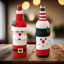 2 шт. 2 стиля рождественский чехол для бутылки вина из акрилового волокна&nbsp;AJEW-CN0005-56