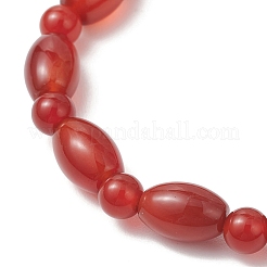 2 шт. 2 варианта браслетов из натурального сердолика с эластичной нитью для пары&nbsp;BJEW-JB13416-03