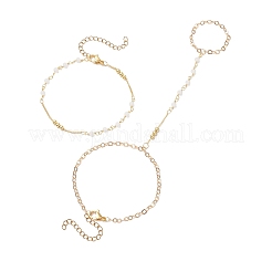 2шт. 2 стиля латунных цепочек ручной работы с гранеными стеклянными звеньями&nbsp;BJEW-JB11772