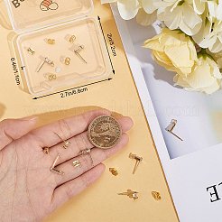 12 шт. 3-х стилевые латунные серьги-гвоздики с кубическим цирконием&nbsp;KK-BBC0012-67