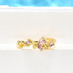 Манжеты из латуни с микро паве кубический цирконий для женщин&nbsp;RJEW-H247-05G