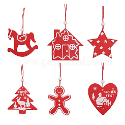Рождественские тематические деревянные подвесные украшения&nbsp;HJEW-CJC0003-02