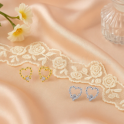 4 пара двухцветных серег-гвоздиков из латуни со стразами&nbsp;EJEW-GO0007-002