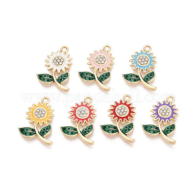 Подвески из сплава со стразами и эмалью&nbsp;ENAM-T024-34M-G-1