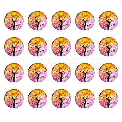 Половина раунд / купол дерево шаблон стекло Flatback кабошоны для поделок проектов GGLA-YW0001-14C-1